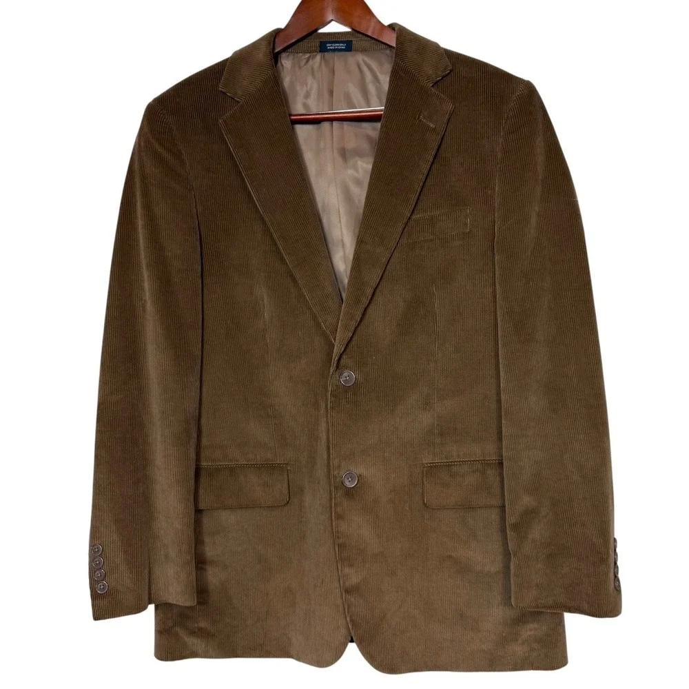 Saddlebred Mens Corduroy Blazer Sport Coat Tan Brown Two Button Jacket 42R